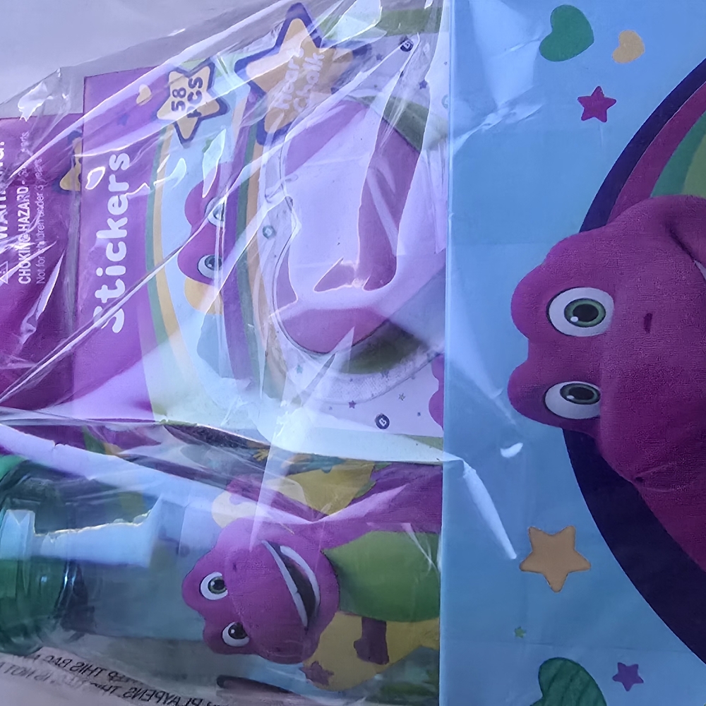 Barney Easter Bday Gift Set New Purple Dinosaur Sticker Set